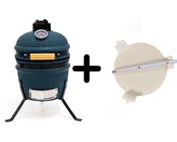 Compleet - Own Grill 13 inch kamado barbecue V2 blauw met heatdeflector