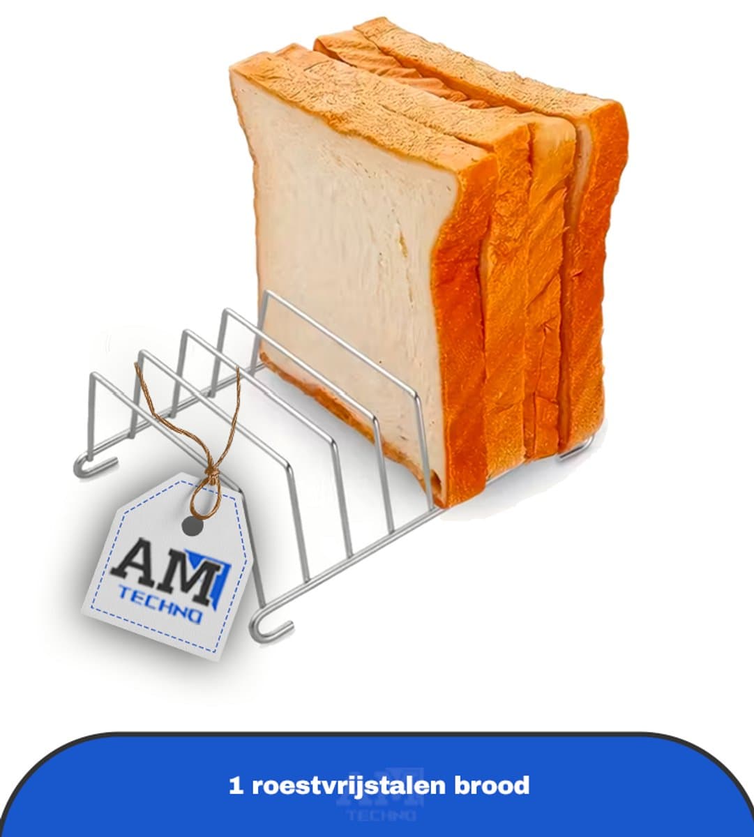 1 roestvrijstalen brood- en toastrekje, bakt meerdere sneetjes tegelijk - accessoire voor airfryer - vaatwasserbestendig, duurzaam & roestvrij - ideaal voor toast, wafels en opbergen van bestek - geschikt voor keuken en camping - keukenmusthave — afbeelding 1