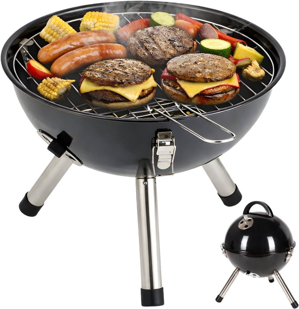Lomera Kogelbarbecue - Houtskoolbarbecue - Houtskool BBQ - Kogel BBQ - Ronde Barbecue - Ronde BBQ - Barbecue met Deksel - Kogelbarbecue met Deksel - Mini Kogelbarbecue - Kleine Kogelbarbecue — afbeelding 1