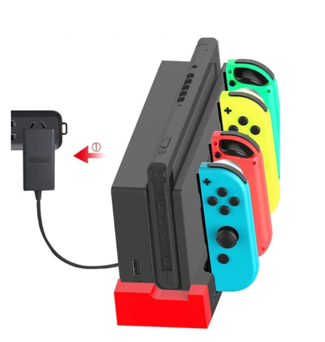 Heuts Goods - Oplaadstation Geschikt voor Nintendo Switch - Nintendo Switch Accessoires - Oplader Geschikt voor Nintendo Switch - Voor 4 Nintendo Switch Joy Cons — afbeelding 1