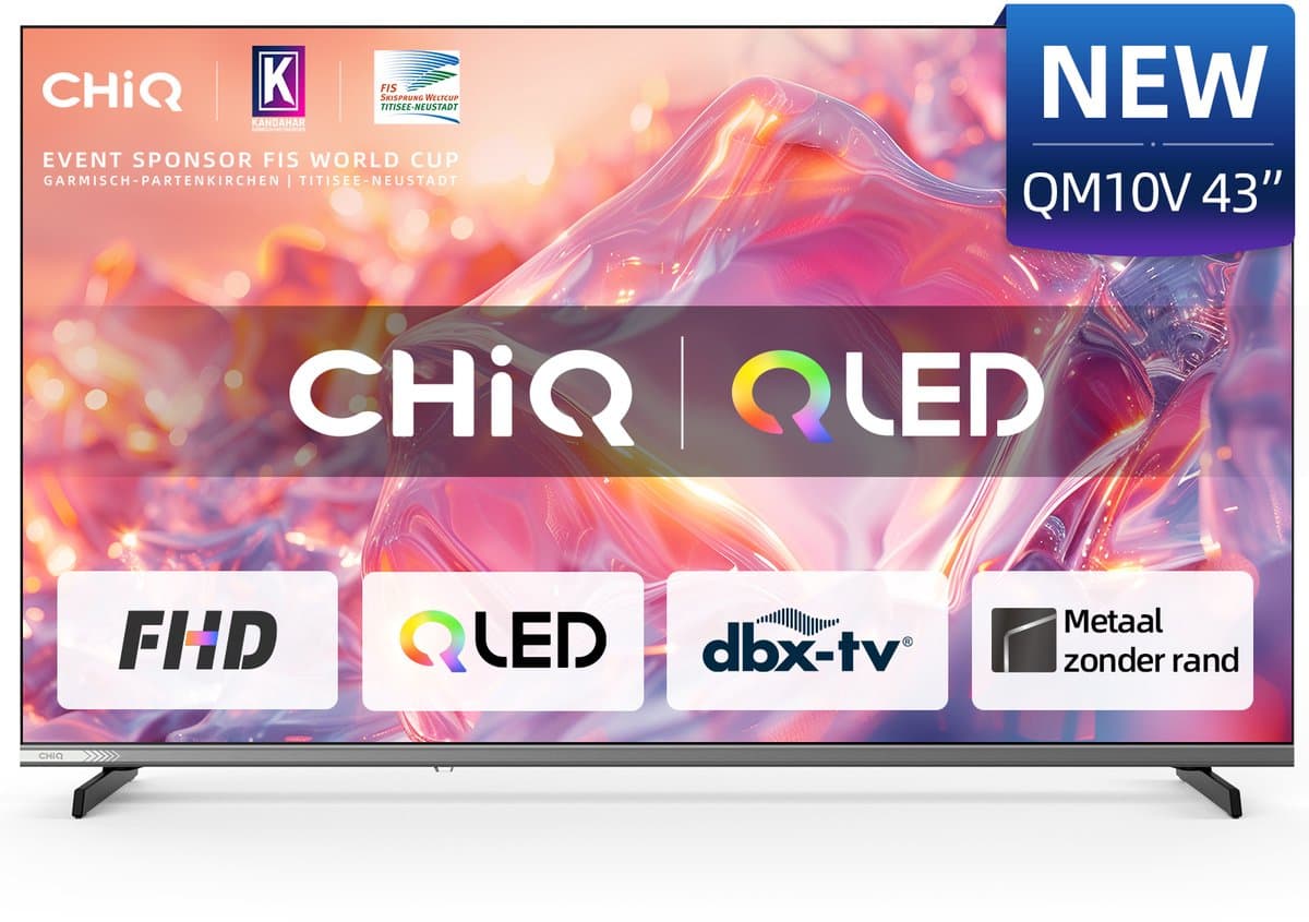 CHiQ L43QM10V - Smart TV 43 Inch - QLED Pro Google TV - Full HD - Randloos Metal Design - Dolby Audio - 2025 Nieuw — afbeelding 1