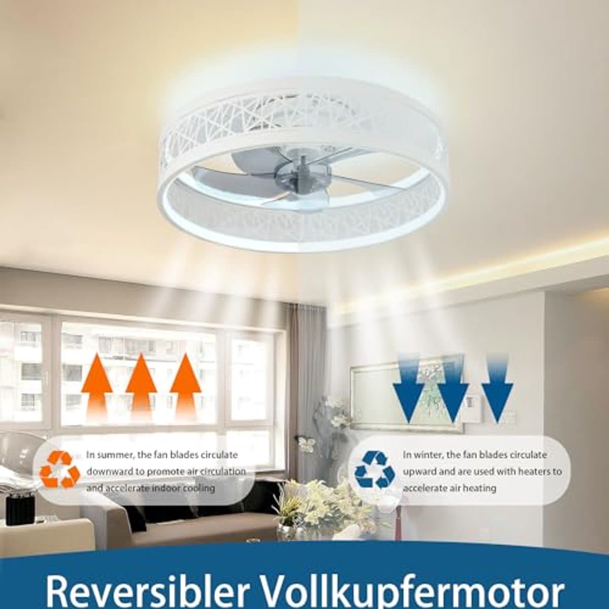 Moderne Plafondventilator met Dimbare LED Verlichting en Afstandsbediening voor Woonkamer en Slaapkamer — afbeelding 1