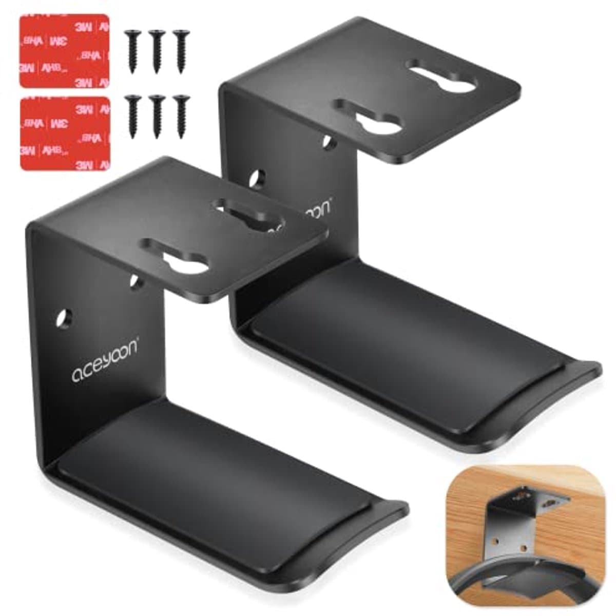 Hoofdtelefoon Stand en Hanger - Onder Bureau en Wand Bevestiging met Siliconen Pads - 2 Stuks — afbeelding 1