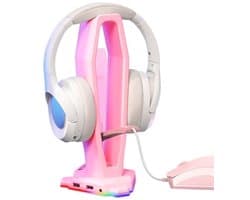 4-in-1 Hoofdtelefoonstandaard met RGB-verlichting en USB-poorten - Gamingaccessoires voor Desktop