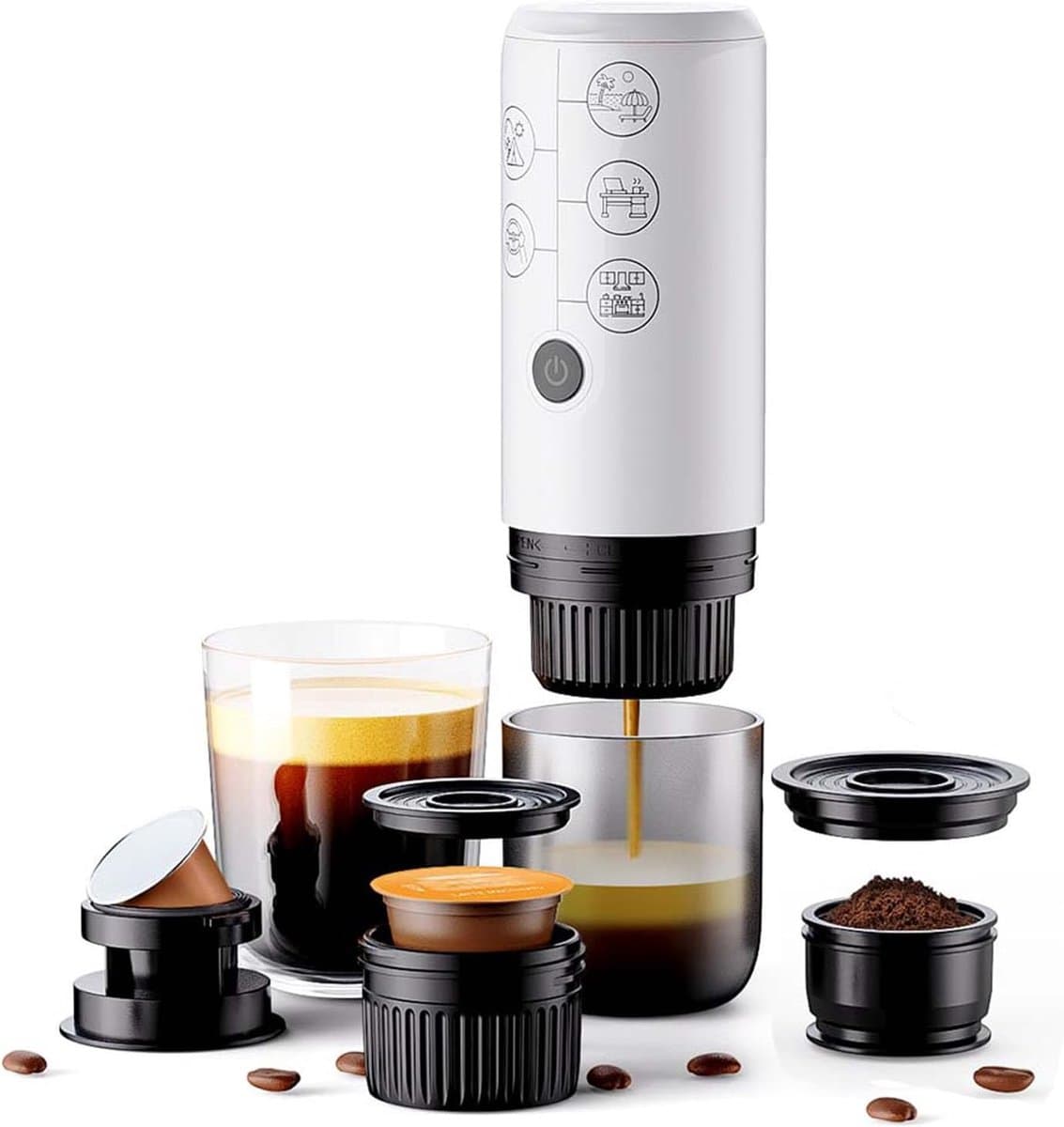 Draagbare Oplaadbare Espressomachine voor Reis en Thuis, 3-in-1 Compatibel met Koffiecapsules, Automatische Koffiemaker — afbeelding 1