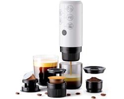 Draagbare Oplaadbare Espressomachine voor Reis en Thuis, 3-in-1 Compatibel met Koffiecapsules, Automatische Koffiemaker