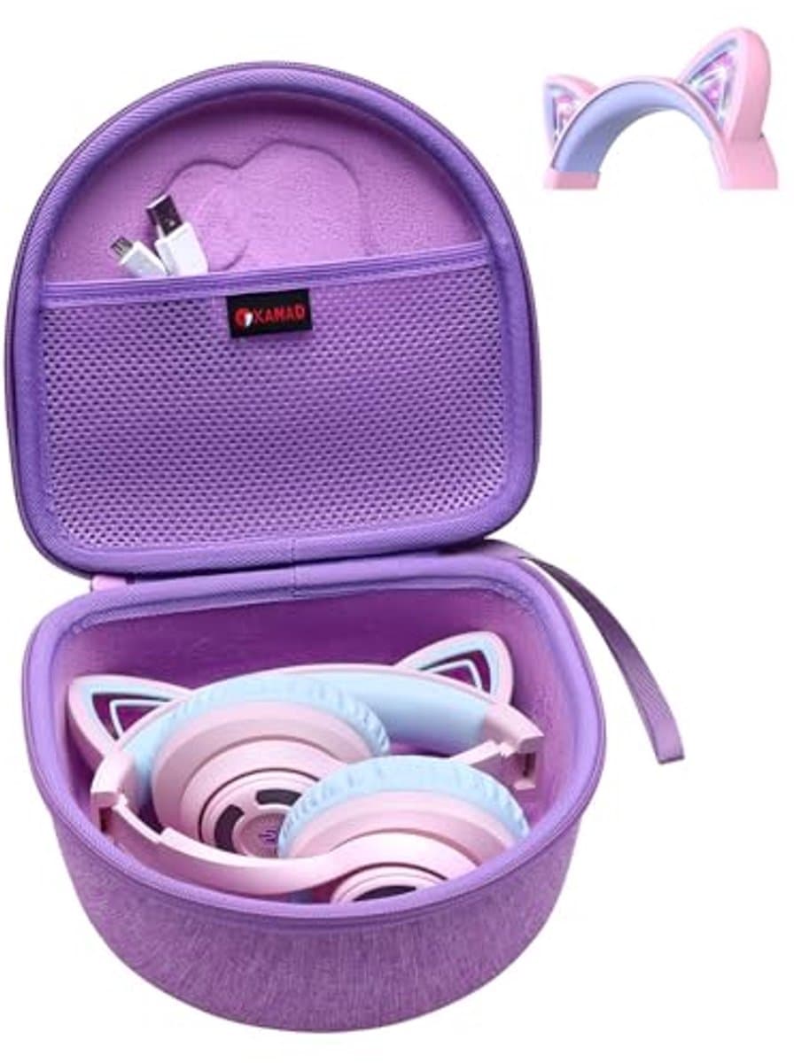 Koptelefoon Tas voor Kinderen - Geschikt voor Over-Ear Modellen - Paars — afbeelding 1