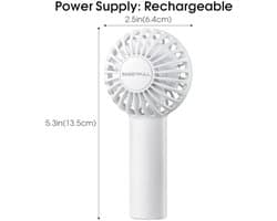 Draagbare Mini Ventilator - Krachtige Handventilator met Oplaadbare Batterij, 3 Snelheden voor Persoonlijk Gebruik