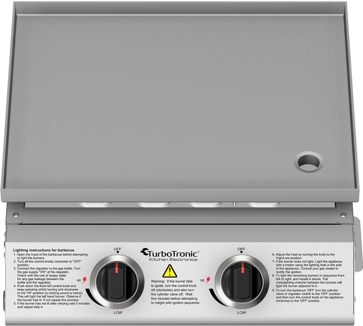 TurboTronic TT-BBQ6 Tafelgrill – Draagbare Tafelmodel Gasgrill - 2 Branders - RVS Bakoppervlak | Tuin Grill - Outdoor & Camping — afbeelding 1