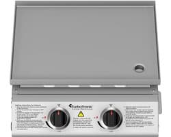 TurboTronic TT-BBQ6 Tafelgrill – Draagbare Tafelmodel Gasgrill - 2 Branders - RVS Bakoppervlak | Tuin Grill - Outdoor & Camping