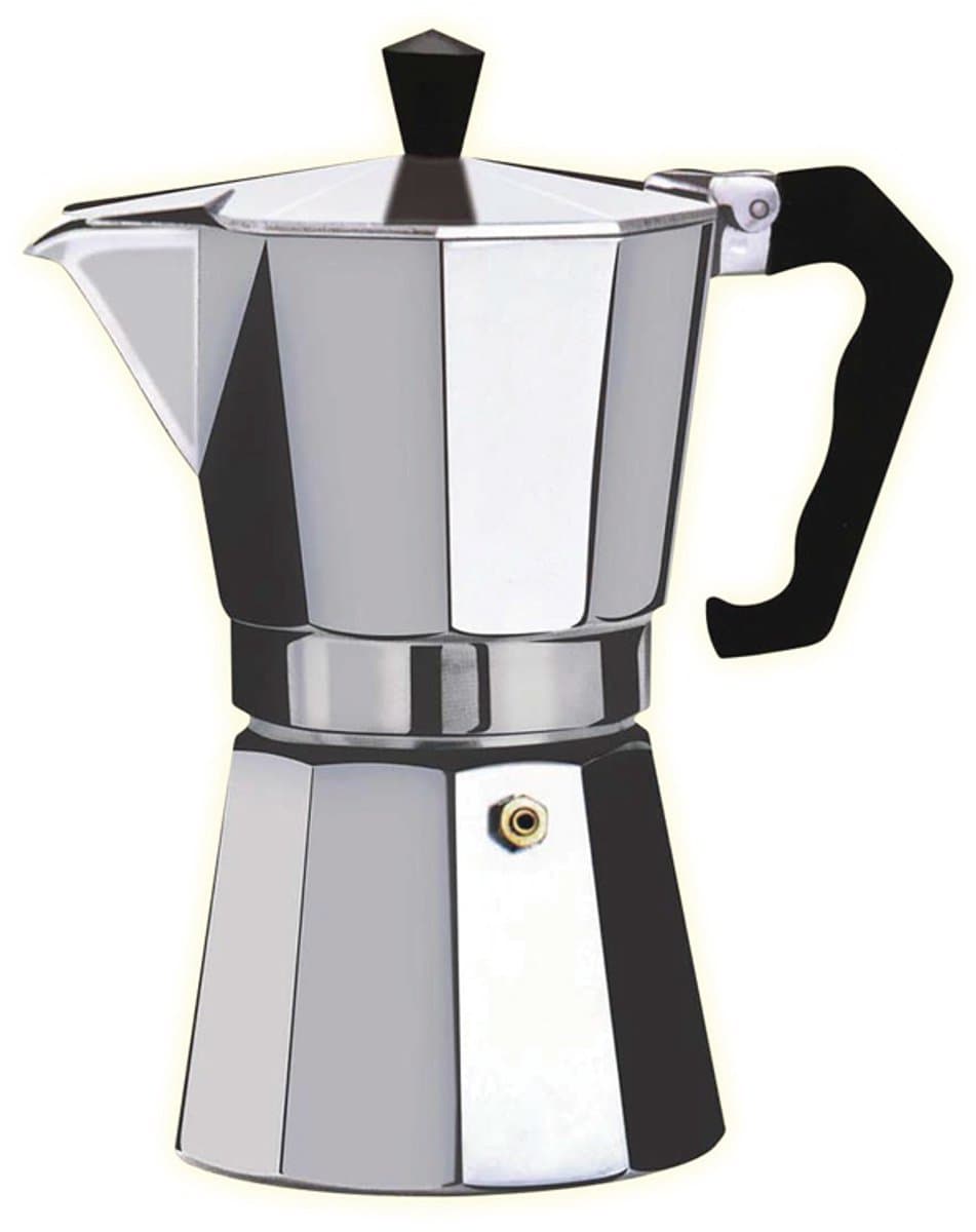 Floria Moka Pot Percolator 3-kops – Espressopot aluminium – 3 cups – Voor gas & elektrisch fornuis – Zilver — afbeelding 1
