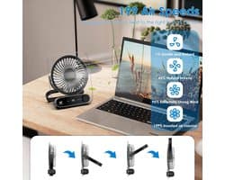 Draagbare USB Ventilator met 199 Snelheden en Stil Ontwerp - Mini Kantoorventilator voor Thuis en Outdoor
