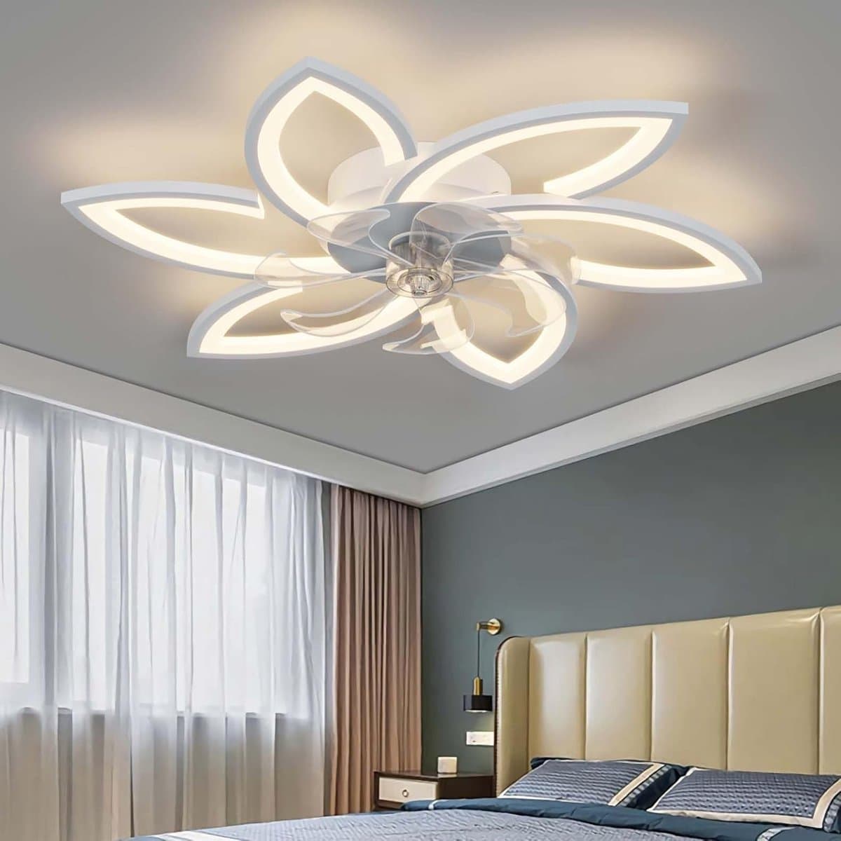 Moderne Plafondventilator met Dimbare LED Verlichting en Afstandsbediening voor Woonkamer en Slaapkamer — afbeelding 1