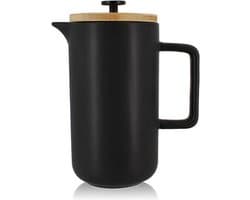 OGO Living KEYGO - Koffiezet apparaat - Cafetiere - French press 1,3L - mat zwart - porselein - strak Noors Design