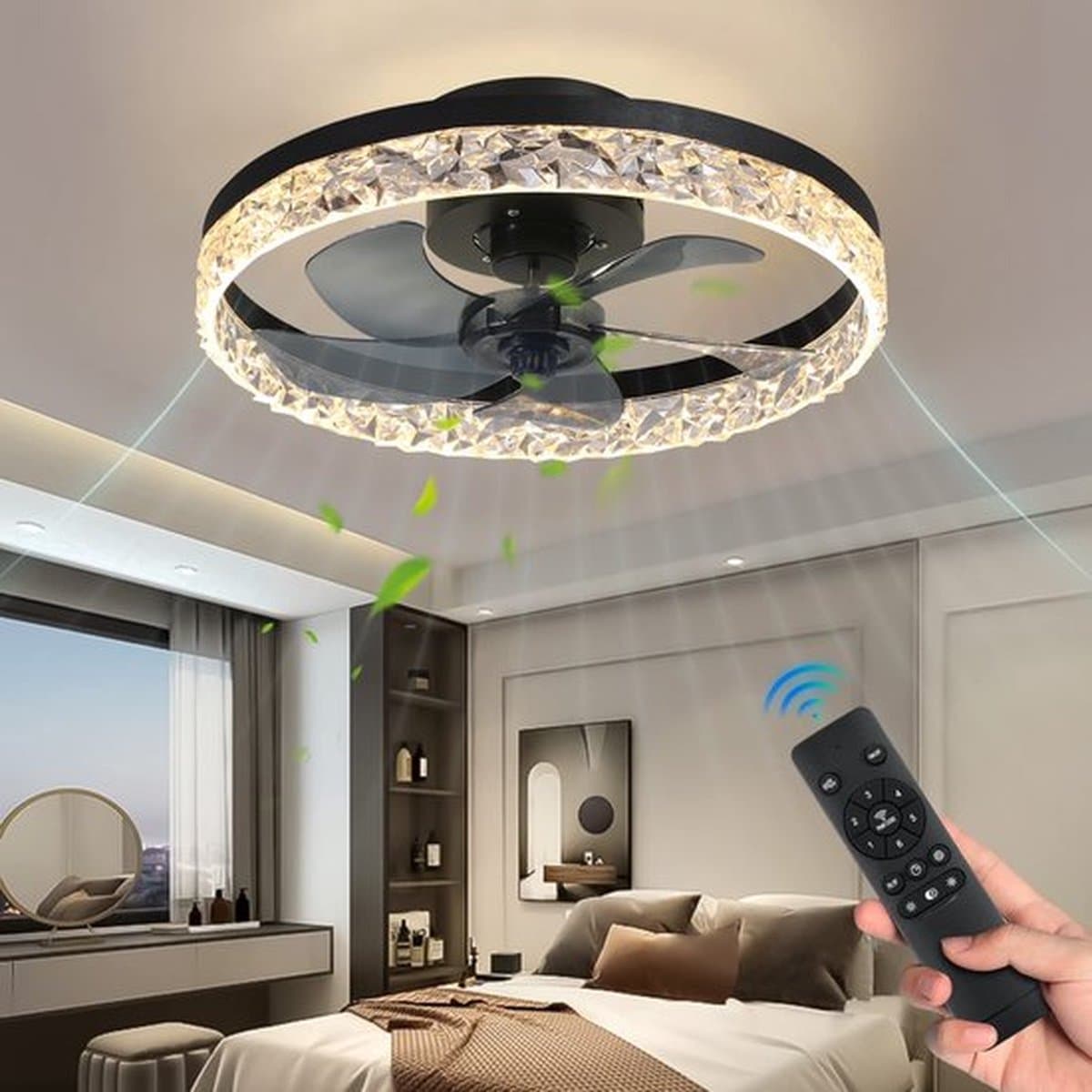 Ventilator Lamp - Airco Lamp - Plafondventilator Met Verlichting - Plafondventilator Met Afstandsbediening - Keukenlamp - Woonkamerlamp - 6 Standen — afbeelding 1