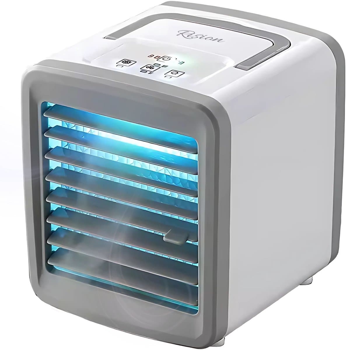 Rision Mobiele Airconditioner - Mini Airco - Luchtbevochtiger - Bureauventilator - Aircooler - USB Aansluitbaar - 3 Koeling Standen & 2 Windsnelheden - Wit — afbeelding 1