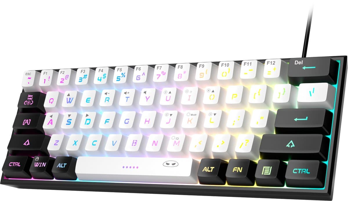 MageGee TS91 - Gaming Toetsenbord - Gaming - RGB Keyboard - 60% Keyboard - Ergonomisch - Zwart & Wit — afbeelding 1