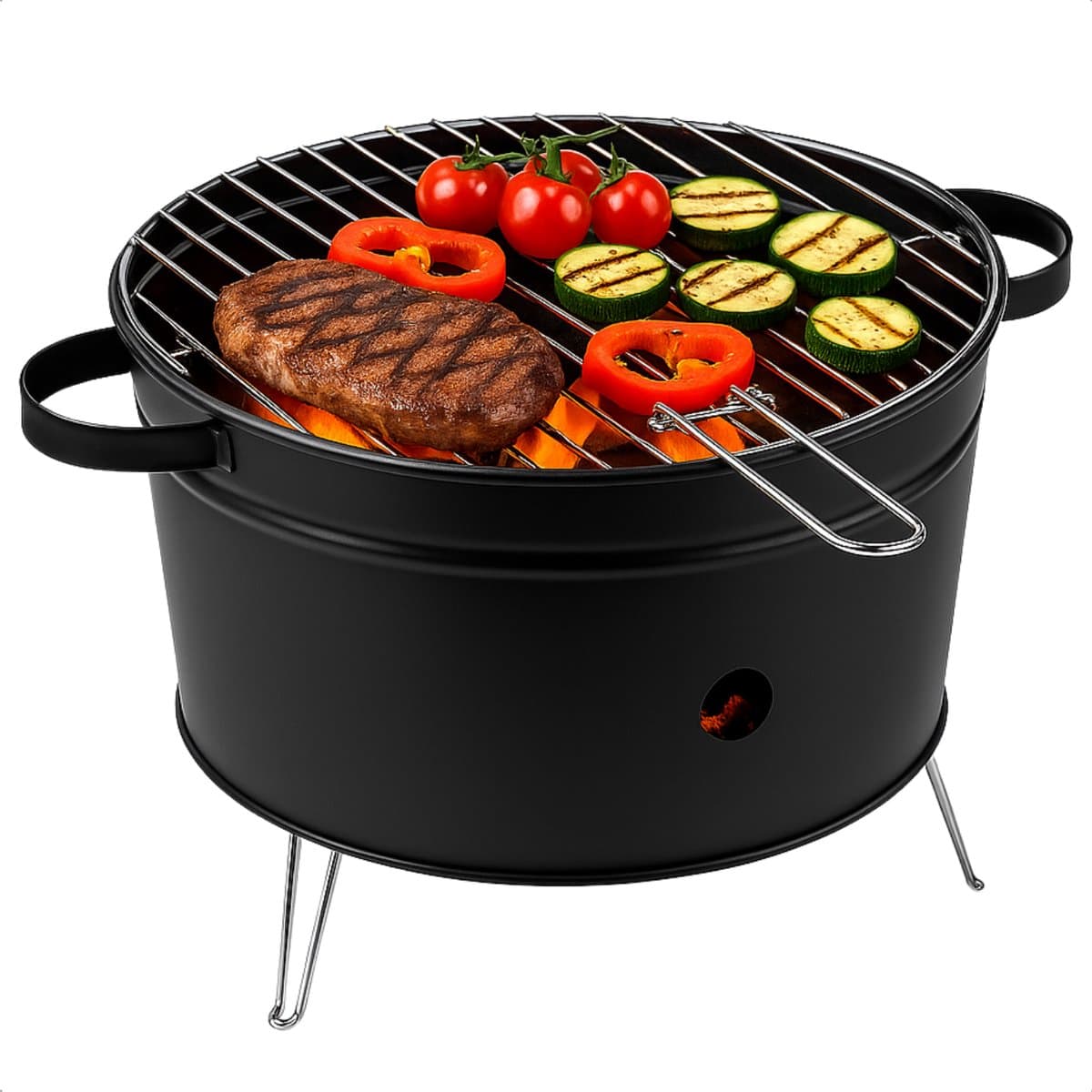 Cheqo® Tafelbarbecue Houtskool - Tafel Barbecue - BBQ Tafelmodel - Houtskoolbarbecue - Compacte BBQ voor Camping of Park - 35 cm - RVS - Lichtgewicht — afbeelding 1