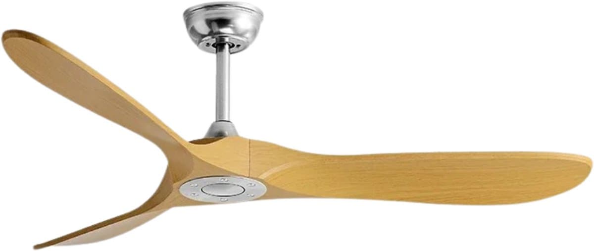 Bovista Plafondventilator - Met Verlichting - Plafond Ventilator - Met Lamp - Plafonniere Met Ventilator - Licht Hout/Zilver - 152cm — afbeelding 1