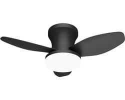 Bovista Plafondventilator - Met Verlichting - Plafond Ventilator - Met Lamp - Plafonniere Met Ventilator - Met Licht - Zwart - 88cm