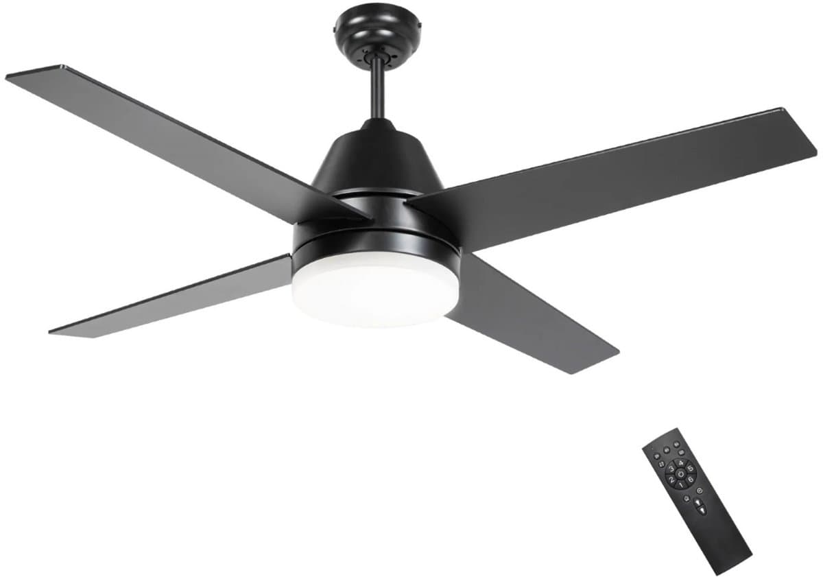 Nivard Plafondventilator - Met Verlichting - Plafond Ventilator - Met Lamp - Plafonniere Met Ventilator - Met Licht - Zwart - 130cm — afbeelding 1