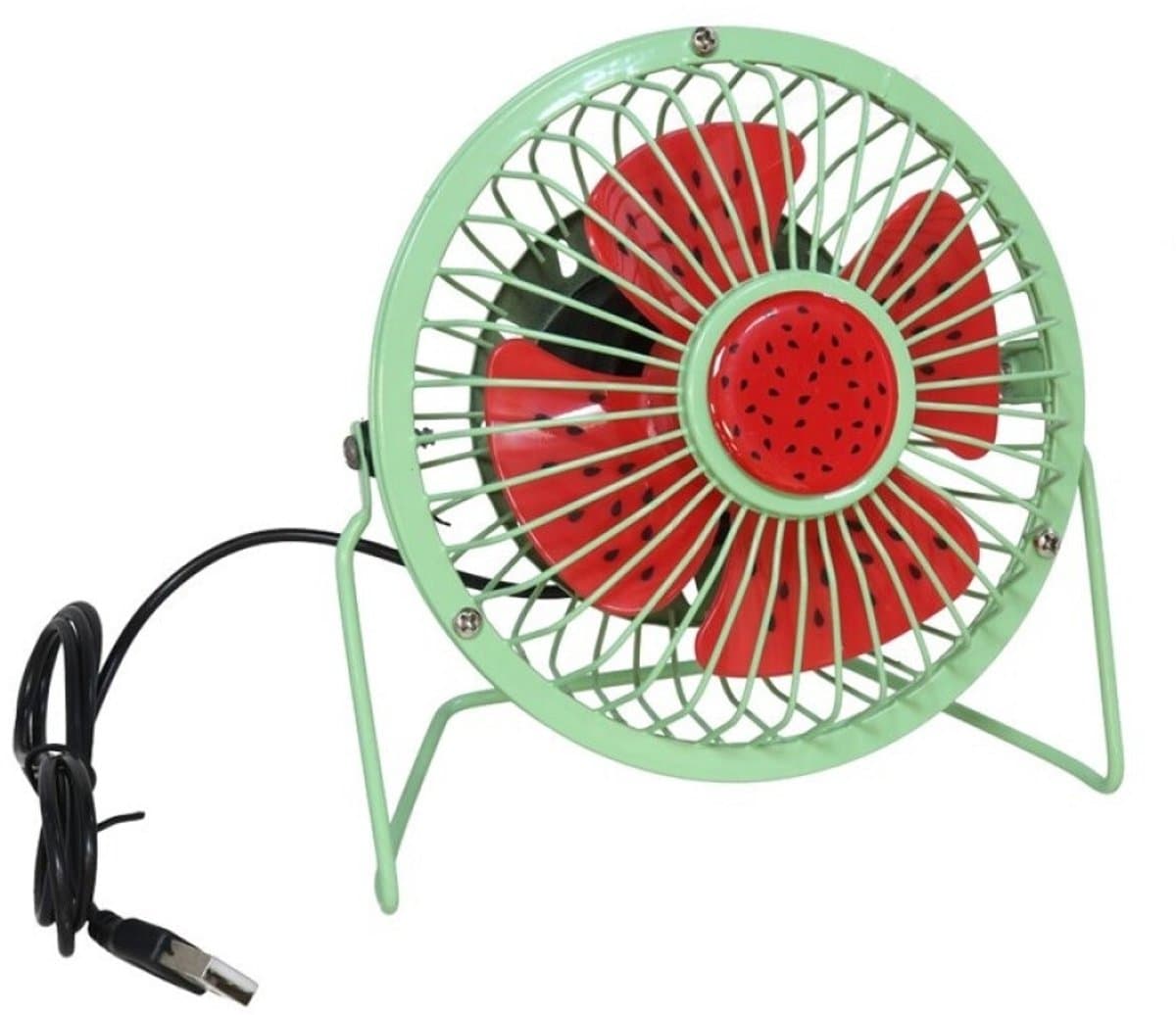 Gerimport Mini USB bureau ventilator - watermeloen - metaal - 15 cm - Tafel model - Lekker afkoelen — afbeelding 1