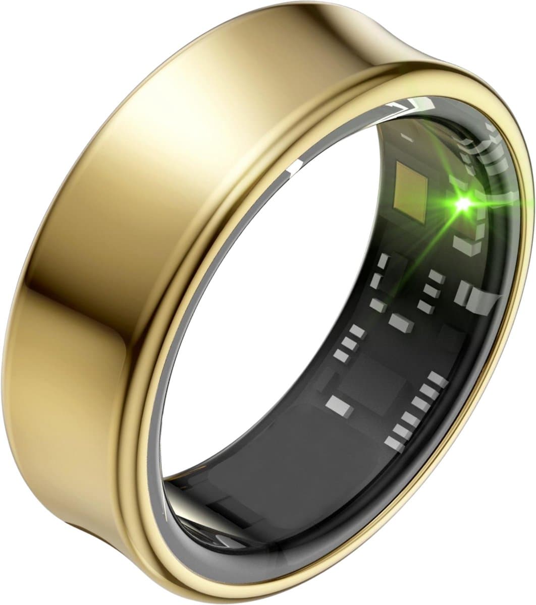 Focus® S2 Smart Ring - Mat Goud - Maat 9 - AI Coach - Hartslag - Menstruatiecyclus - Slaap Monitor - Herstelscore - Slimme Ring - Sport Prestatie - Stappenteller -IP68 Waterdicht - O2 Meting - Dames - Heren - Wearables - Oplaad Case - beschermring — afbeelding 1