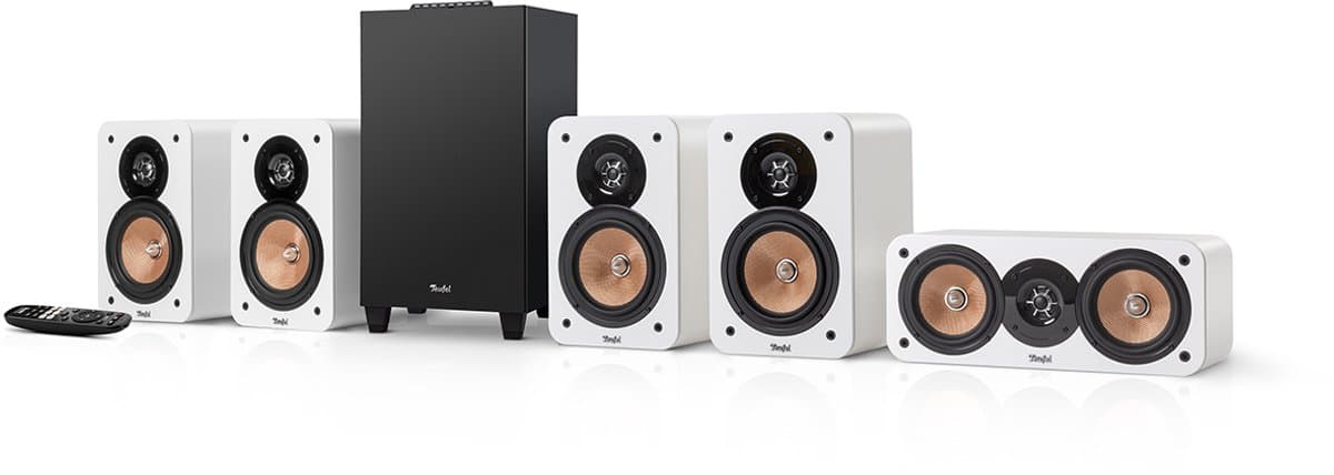 Teufel ULTIMA 20 CONCEPT Surround 5.1 Systeem - Home cinema set met Subwoofer en geïntegreerde AV-ontvanger - Bluetooth aptX, HDMI ARC CEC, USB-C - wit — afbeelding 1