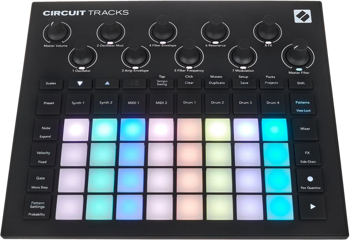 Novation Circuit Tracks - Standalone Groovebox - 2 Synthesizertracks - 4 Drumsampletracks - 2 MIDI-Tracks - 32-Staps Sequencer - MicroSD - Ingebouwde Batterij - USB-C — afbeelding 1