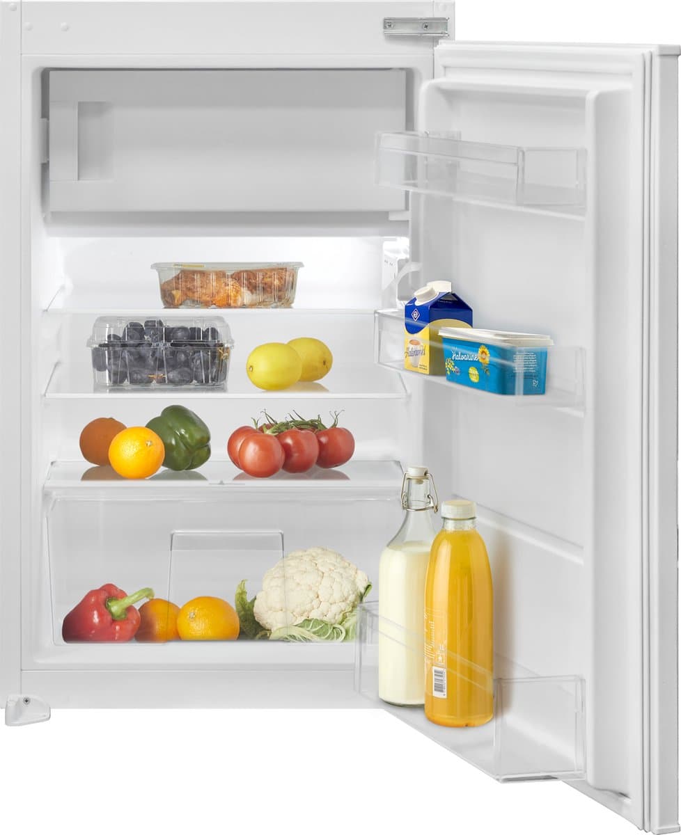 Inventum IKV0882S 88 cm stille energiezuinige inbouw koelkast - Met vriesvak - Superkoelen - Supervriezen - Vakantiestand - Deuralarm - 112 liter - Sleepdeur - Wit — afbeelding 1