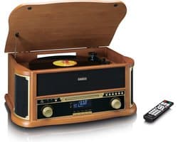Classic Phono Retro Platenspeler - Bluetooth - Auto-stop - DAB Radio CD en Cassettespeler - TCD-2571WD - Hout