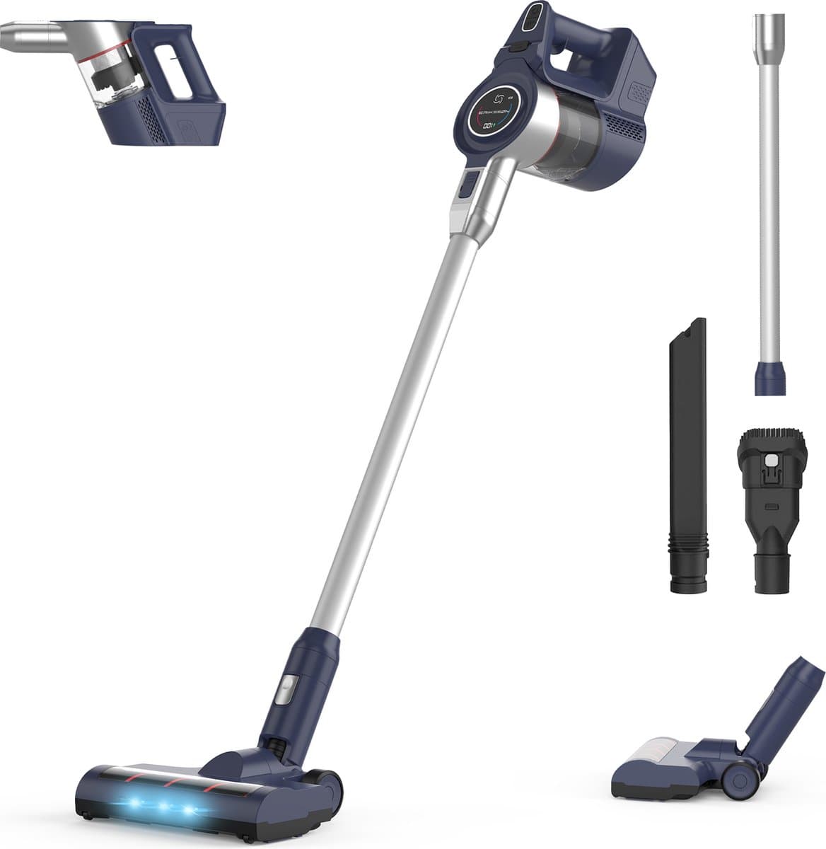 Erikssøn Steelstofzuiger Air Pro Elite 9000 - Stofzuiger Draadloos - Zonder Zak Op Accu - Grijs/Blauw — afbeelding 1
