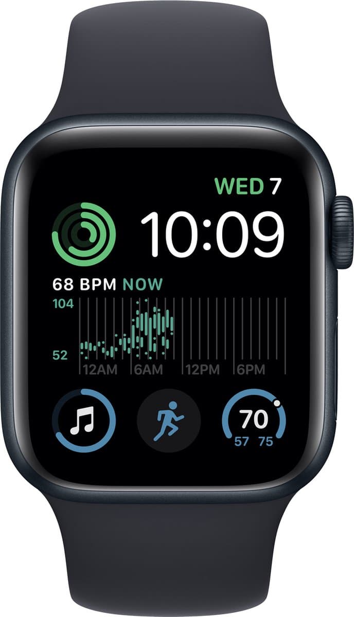 Apple Watch SE 2022 - Smartwatch heren en dames - 40 mm - Middernacht Aluminium — afbeelding 1