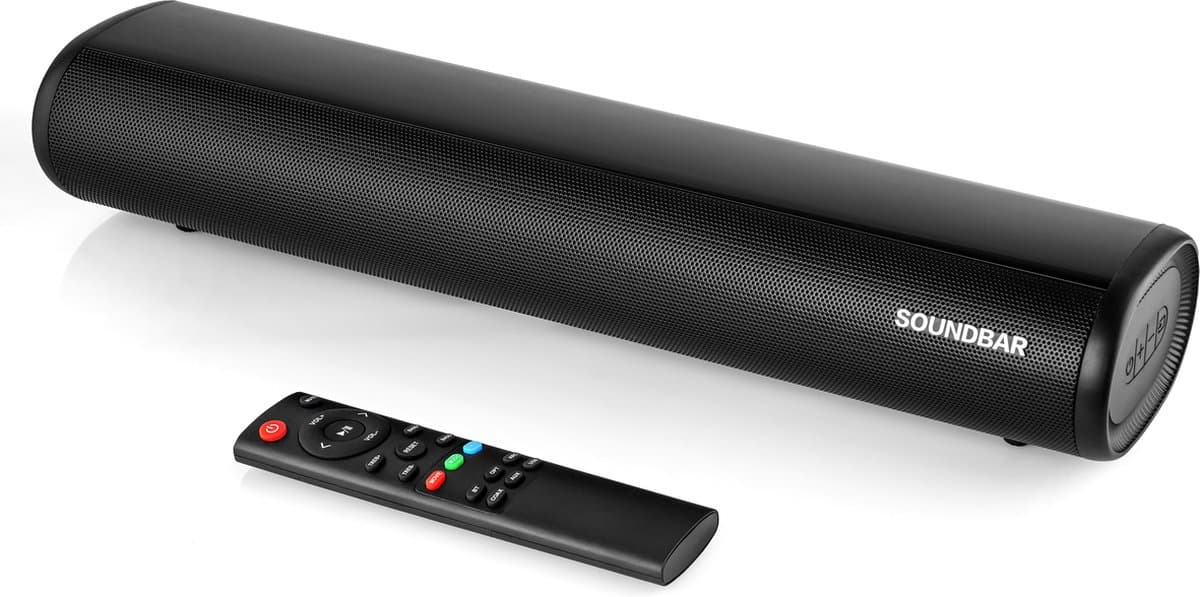 Mini soundbar, gaming soundbar met ingebouwde subwoofer surround sound, draadloze 5.0 Bluetooth-apparaatstreaming, GROTE afstandsbediening — afbeelding 1