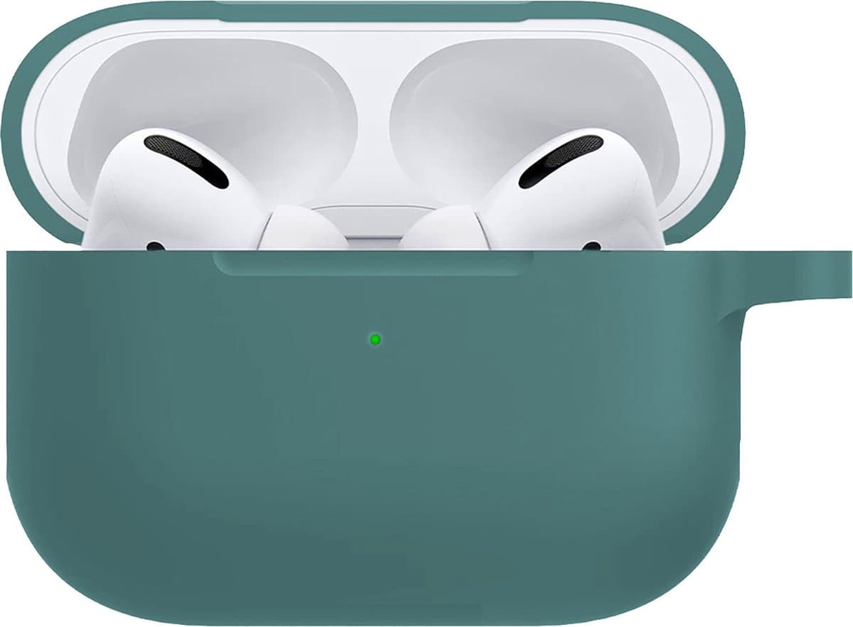 Hoesje - Geschikt voor Apple AirPods Pro 2 - met Clip - Siliconen Hoes - Silicone Case Cover - Donkergroen — afbeelding 1