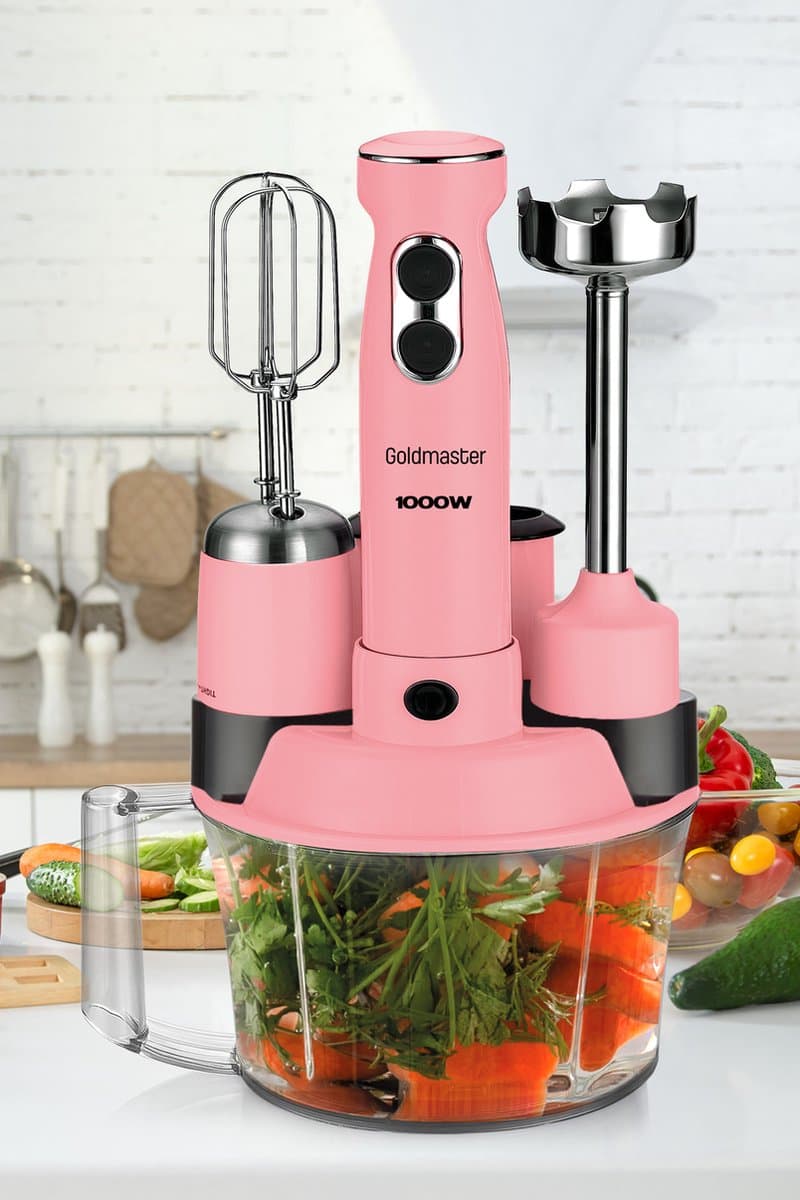 Goldmaster ELENAMAX - GM-7239P - Staafmixer - RVS - Keukenmachine - Keukenrobot - Blender Smoothie - Pink - Roze — afbeelding 1
