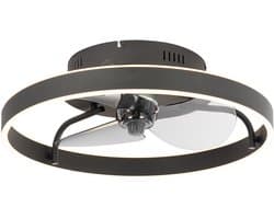 QAZQA maddy - LED Plafondventilator met Verlichting | Lamp en Afstandsbediening - 1 lichts - Ø 50 cm - Zwart - Woonkamer | Slaapkamer | Keuken — afbeelding 1