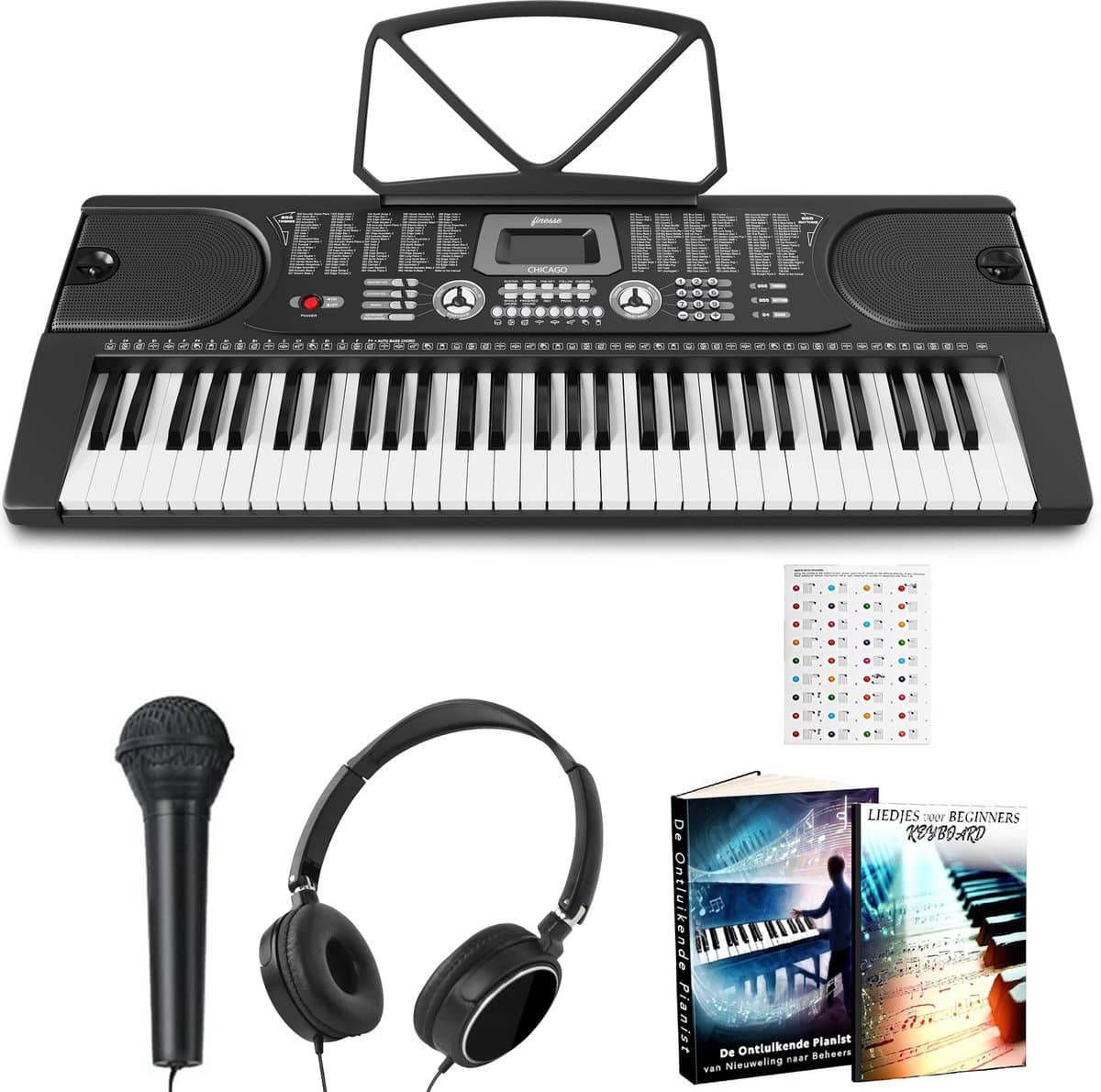 Finesse Keyboard Piano met Accessoires - 61 Keys - Digitale Piano - Elektrische Piano - Kind & Volwassene — afbeelding 1