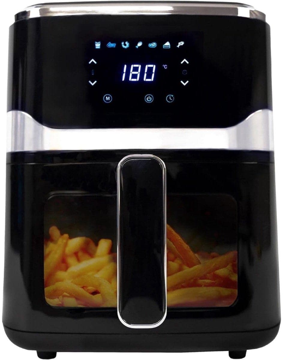 Klarven® Mini Airfryer - Digitaal Touchscreen, Tot 80% Minder Vet - See-through Venster - 5 Liter Zwart B 32 x D 25 x H 31 cm — afbeelding 1