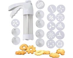 Koekjespers Set - Bakvorm Machine - Zelf Koekjes Maken - Veelzijdige Spuitmonden - 22x14cm - Wit