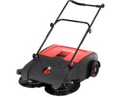 Handveegmachine – Mechanische Veegmachine met 2 Zijborstels – Werkbreedte 750 mm – 50L Opvangbak – Capaciteit 2350 m²/u – Voor Oprit, Magazijn en Terras