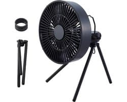 Campingventilator Met Statief – USB-C – 4 Snelheden – Oscillatie – Verstelbare Kanteling – Zwart