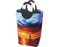 Wasmand - Kledingmand Opbergzak - Vuile Kleding Opbergen - Waterdicht Oxford Doek - 50 Liter Capaciteit - Zwart