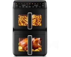Saikefy Airfryer XXL - 11 Liter - Gestapelde Lades - 11 Programma's - Airfryer met Intelligent Touchbediening - Heteluchtfriteuse - Inclusief 4 handige accessoires