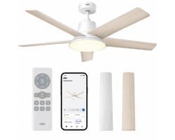Plafondventilator met LED stil en slim - app bediening - dimbaar - 12 snelheden - afstandsbediening - 132 cm