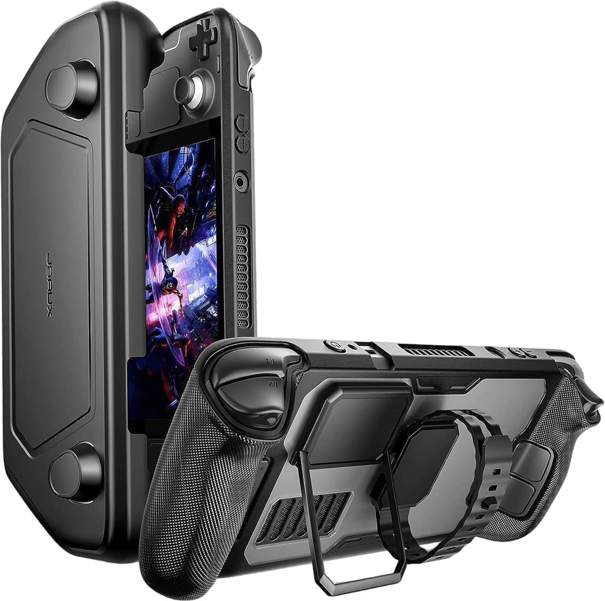 JSAUX ModCase voor Steam Deck LCD & OLED - Modulaire Beschermhoes Basic Set - Travel Cover & Kickstand - Zwart - PC0104 — afbeelding 1