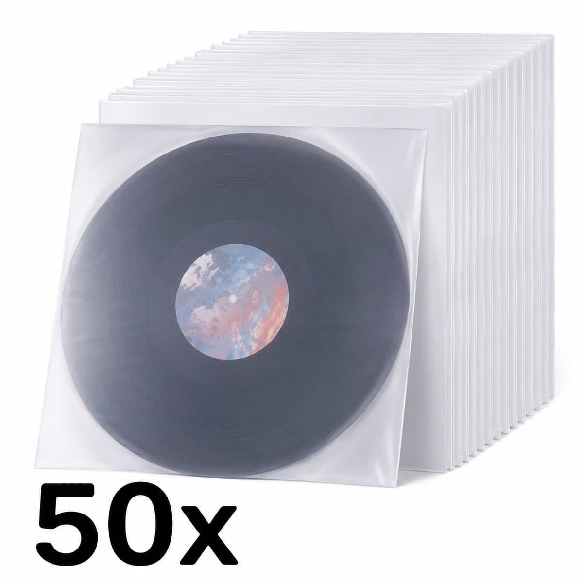 LP Binnenhoezen - 12 Inch Vinyl Hoezen - Antistatisch HDPE - 50 Stuks - 40 Micron - Bescherming tegen Stof en Krassen — afbeelding 1