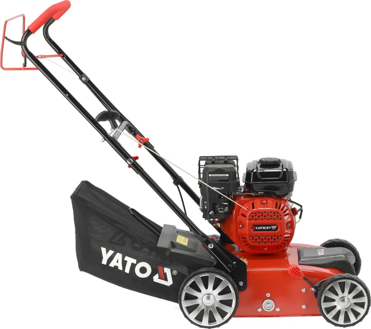 Benzine Grasmaaier - 196 cc Loncin Motor (4.1 kW) - Werkbreedte 38 cm - Inclusief 2 Rollen & 40L Opvangzak - Metalen Behuizing — afbeelding 1