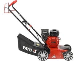 Benzine Grasmaaier - 196 cc Loncin Motor (4.1 kW) - Werkbreedte 38 cm - Inclusief 2 Rollen & 40L Opvangzak - Metalen Behuizing