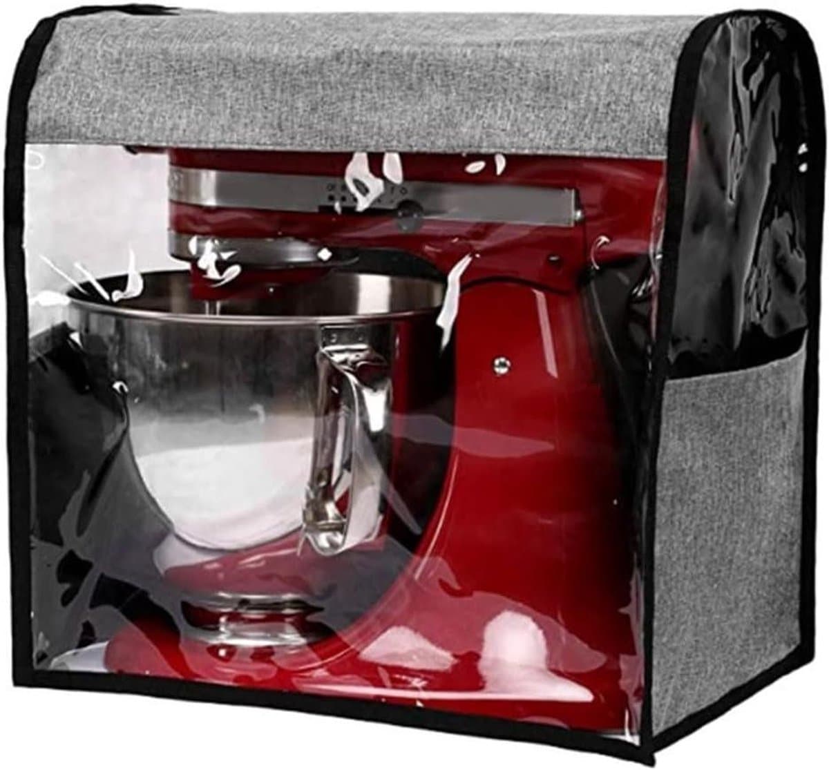 Mixer Stofkap - Keukenmachinehoes Beschermhoes - Keuken Organiseren - Met Opbergvakken - 35.5 x 23 x 35.5 cm - Linnen Grijs — afbeelding 1